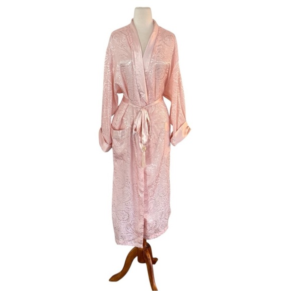 VICTORIA’S SECRET Vintage Gold Label Silky Paisley Pink Robe Size M - Picture 10 of 14